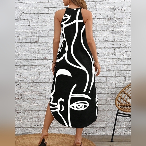 Graphic Hidden Pocket Curved Hem Dress - Picture 5 of 5